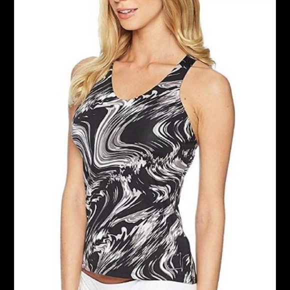Nike Other - NWT Nike Black Marble Racerback Tankini Swim Top M